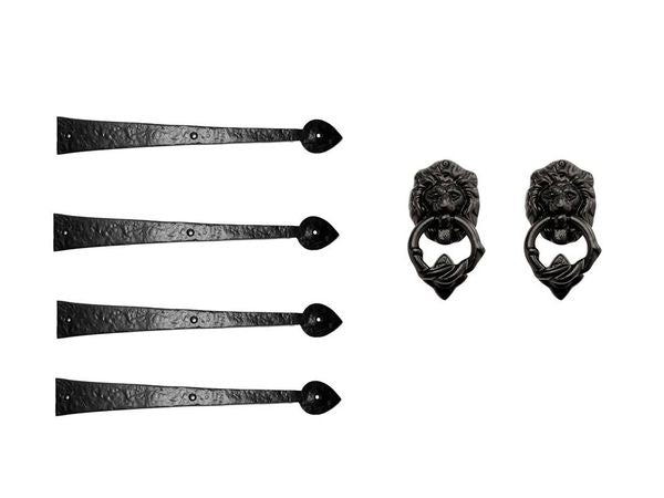 Iron Series 16" Strap Hinges and Loin Head Knocker Set