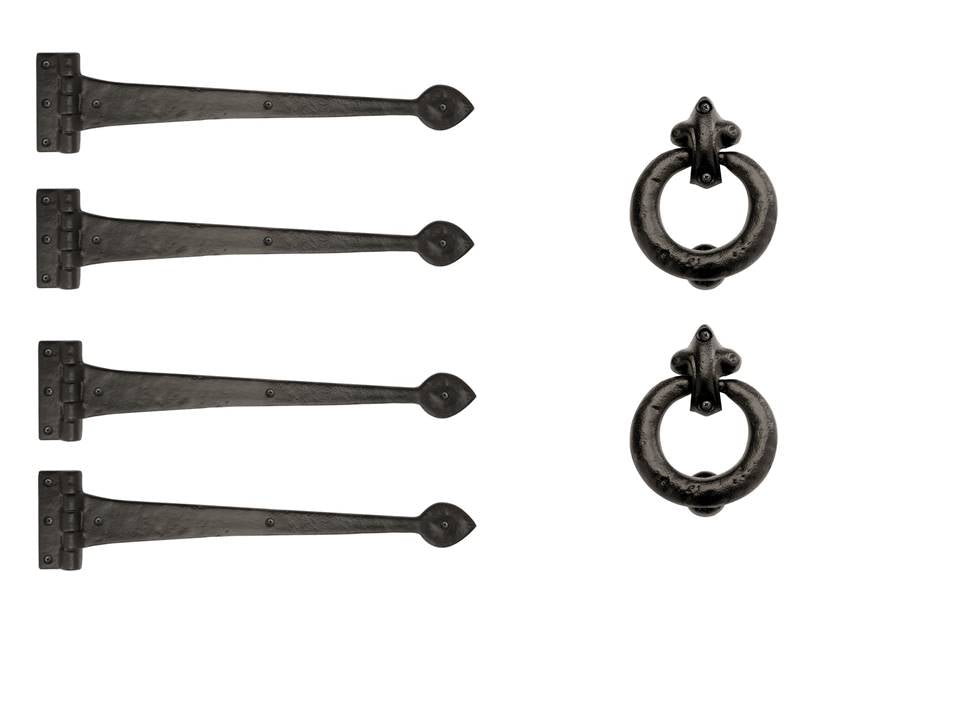 Decorative Iron Strap Hinge Assembly & LIS Door Knocker Kit Garage