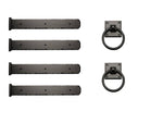 Rustic Series Mission 17-1/2" Style Strap Hinges with Square Ring Pulls Kit
