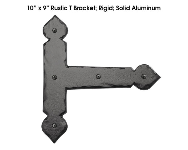 Rustic Series 9" Solid Aluminum Decorative T Shaped Strap Hinges