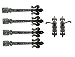 Iron Series 16" Decorative Strap Hinge Fleur de Lis End-Iron Set with 8" Handles